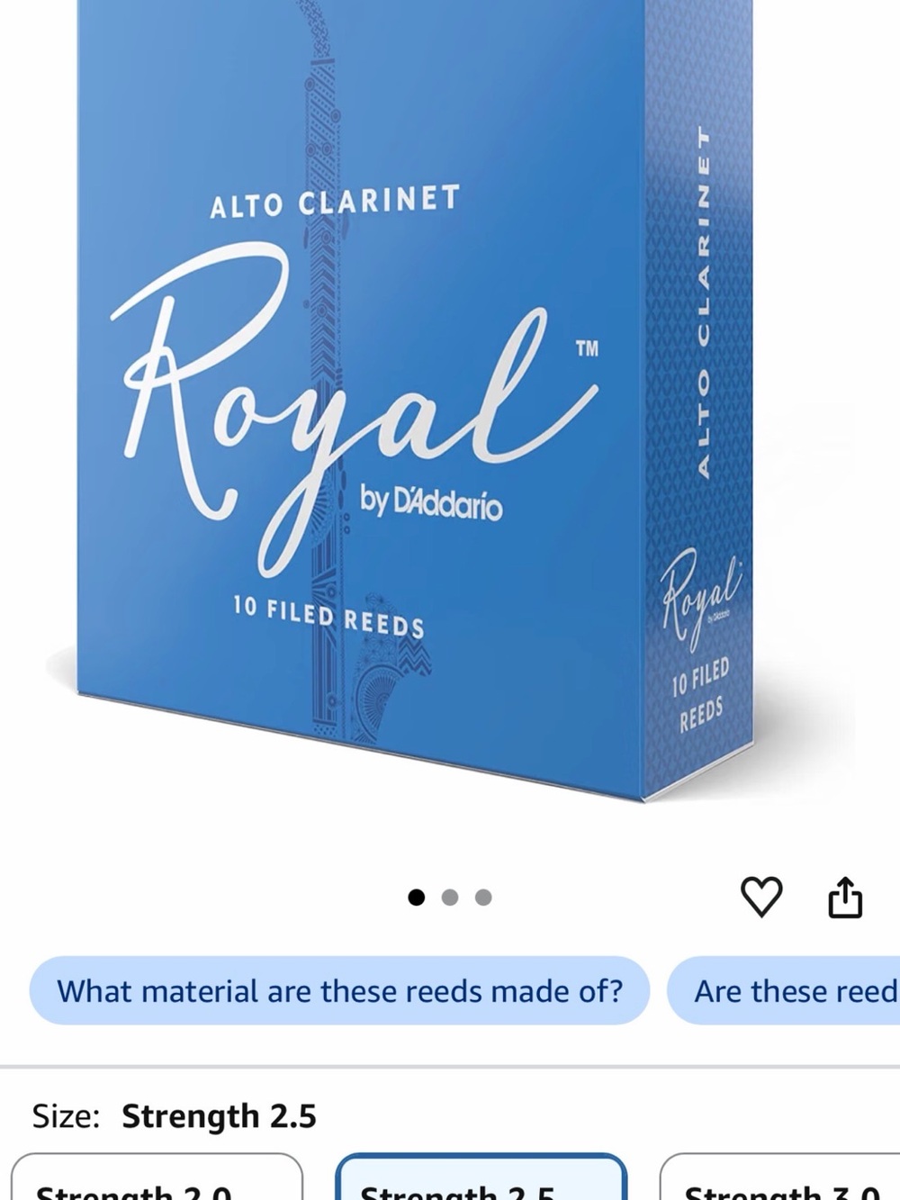 NEW UNOPENED- Royal Alto Clarinet Reeds Strength 2.5